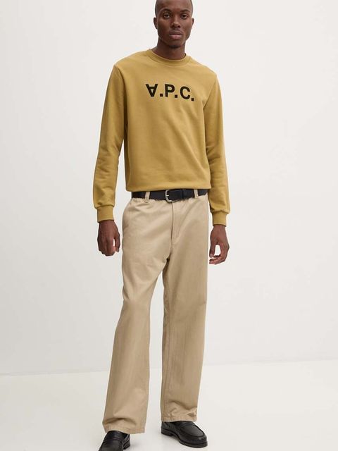 A.P.C. bluza bawełniana sweat standard grand vpc GOTS kolor żółty COHBN.M27907