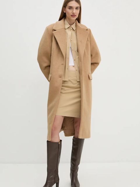 2NDDAY płaszcz z domieszką wełny Miguel kolor beżowy przejściowy 2245110123 - zdjęcie produktu nr 2