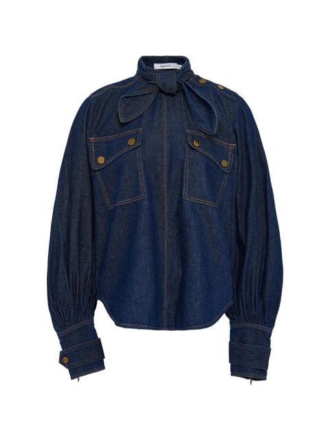 ZIMMERMANN bow-detail cargo-pockets denim blouse - Blue - zdjęcie produktu nr 1