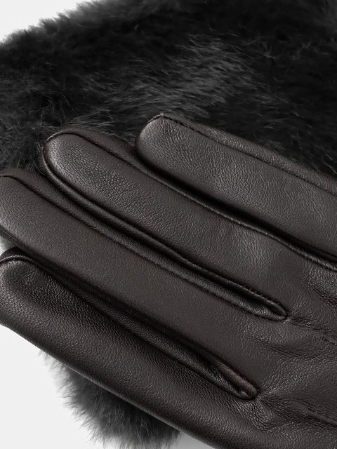 Answear.LAB rękawiczki skórzane damskie kolor brązowy - zdjęcie produktu nr 2