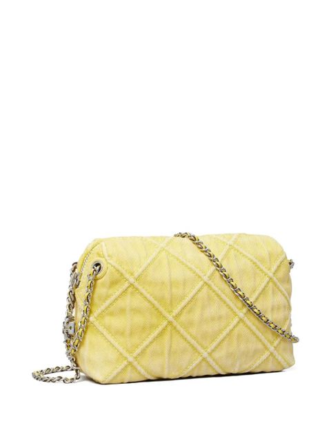 Tory Burch Fleming denim soft crossbody bag - Yellow