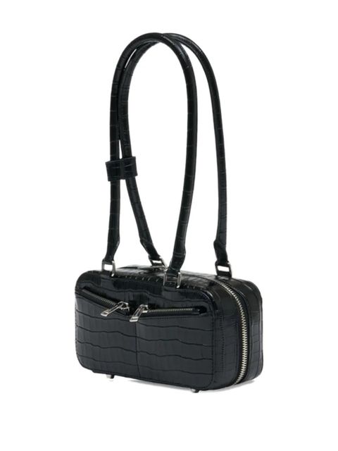 Self-Portrait crocodile-embossed leather shoulder bag - Black - zdjęcie produktu nr 2