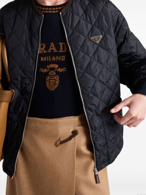 Prada A-line wool midi skirt - Neutrals