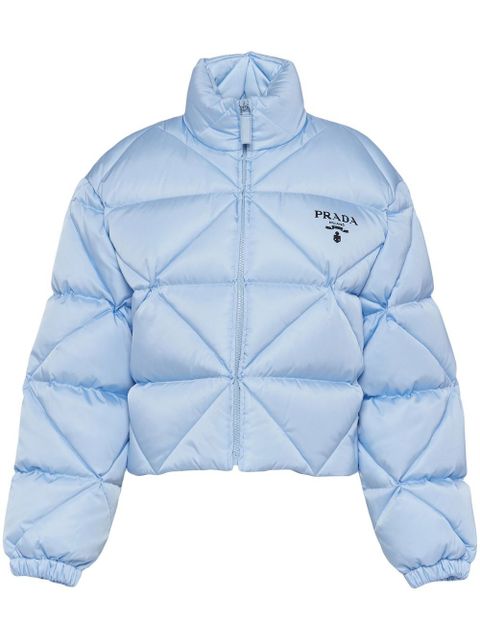 Prada quilted cropped down jacket - Blue