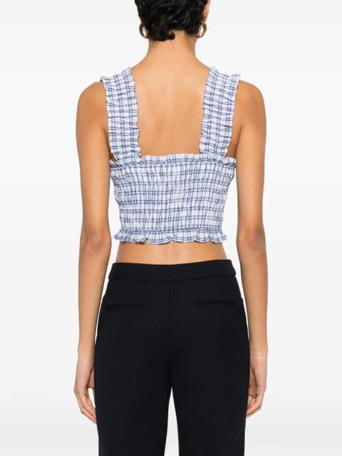Maje check-pattern ruffled top - White