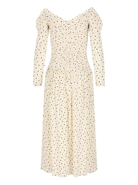 ISABEL MARANT Giovana polka-dot puff-sleeve midi dress - Neutrals - zdjęcie produktu nr 2