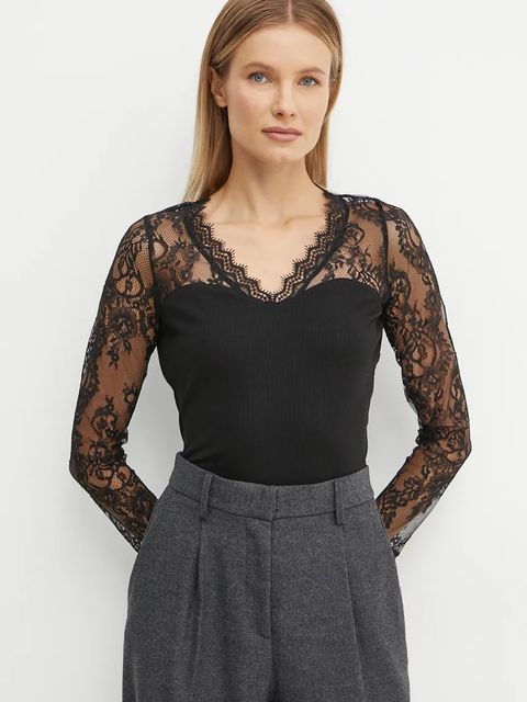 Morgan bluzka TLAMI damska kolor czarny gładka TLAMI