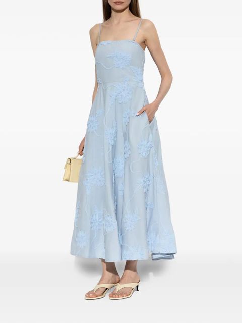 ROTATE BIRGER CHRISTENSEN floral-appliqué midi dress - Blue