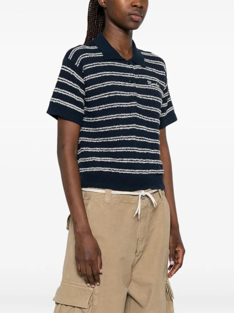 Moncler striped embroidered polo shirt - Blue