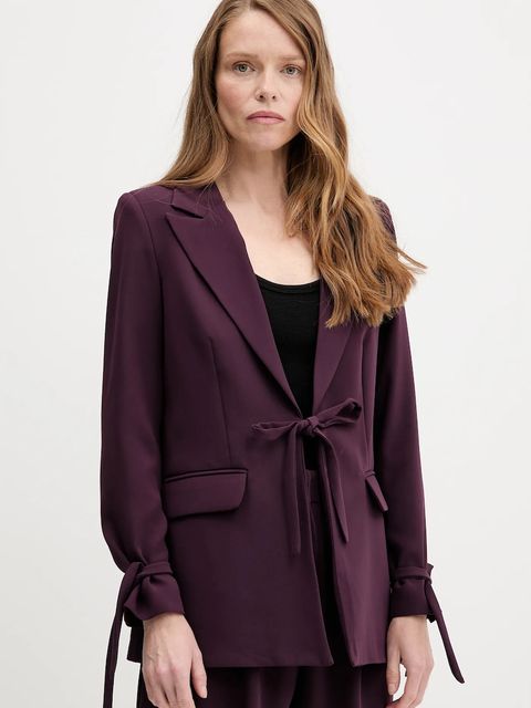 Answear.LAB marynarka kolor fioletowy niezapinana gładka