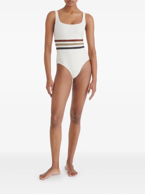 ERES Radieux striped-waistband swimsuit - White
