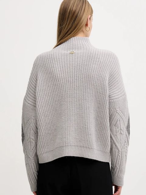 Twinset sweter z dodatkiem wełny damski kolor szary z golfem 252TT3290