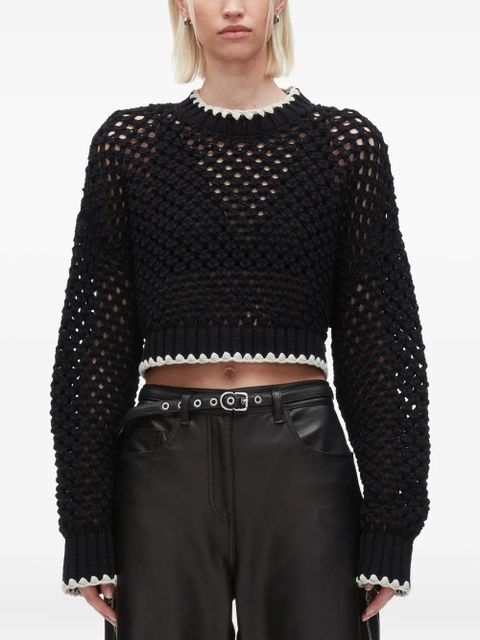 3.1 Phillip Lim crochet-detail zip-cuff sweater - Black