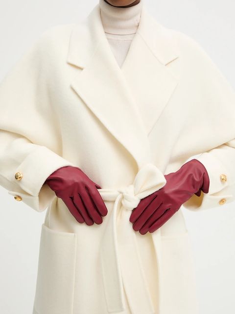 Answear.LAB rękawiczki skórzane damskie kolor bordowy