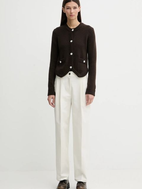 Calvin Klein spodnie damskie kolor beżowy szerokie high waist LV044D664G - zdjęcie produktu nr 2