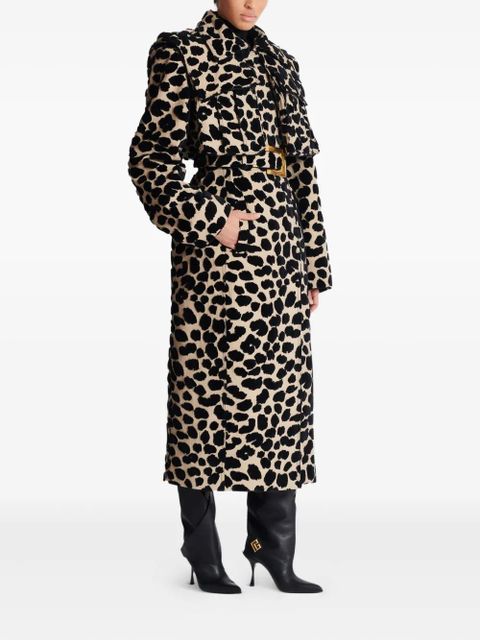 Balmain leopard-print belted trench coat - Neutrals