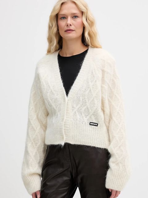 Rotate kardigan z dodatkiem wełny damski kolor beżowy 1154592344 - zdjęcie produktu nr 1