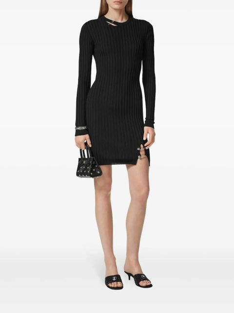 Versace Safety Pin ribbed-knit mini dress - Black