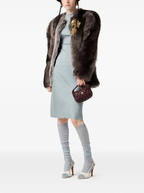 Miu Miu ribbed logo-patch T-shirt - Blue - zdjęcie produktu nr 1