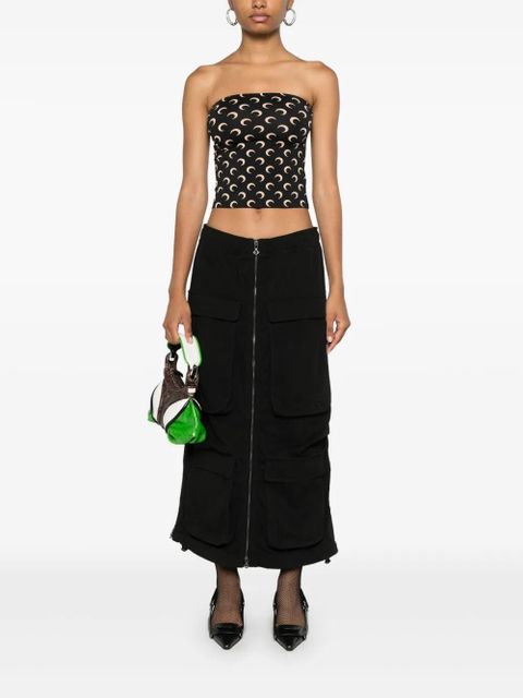 Marine Serre Crescent Moon-print tube top - Black