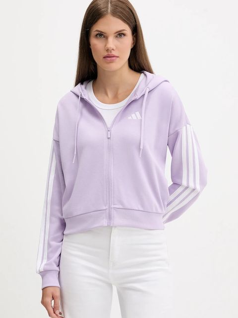 adidas bluza Essentials damska kolor fioletowy z kapturem z aplikacją JY3135 - zdjęcie produktu nr 1
