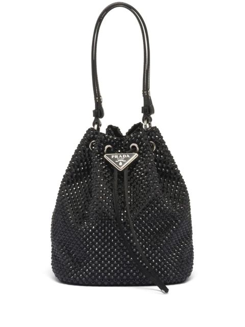 Prada crystal-embellished drawstring bucket bag - Black - zdjęcie produktu nr 1