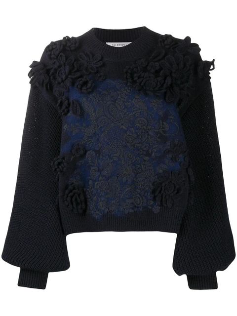 Valentino Garavani embroidered wool jumper - Blue - zdjęcie produktu nr 1