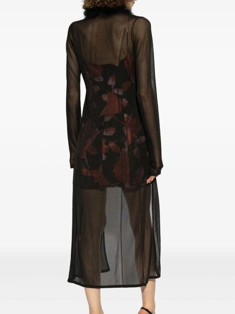 Blumarine feather-trim coat - N0990 BLACK