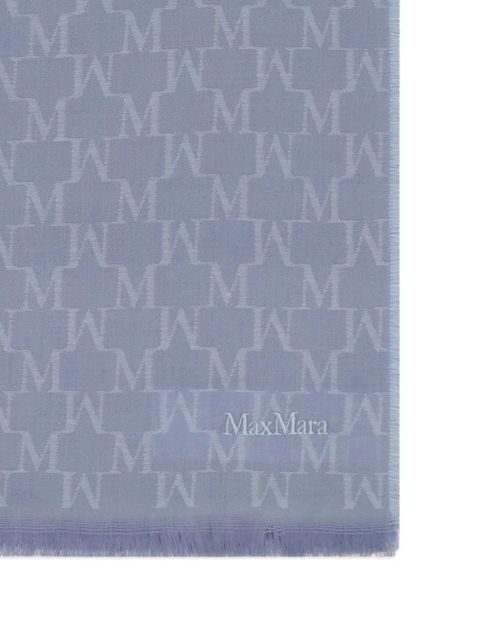 Max Mara monogram-jacquard wool scarf - Blue