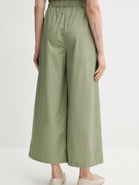 United Colors of Benetton spodnie bawełniane damskie kolor zielony proste high waist 4AC7DF09A