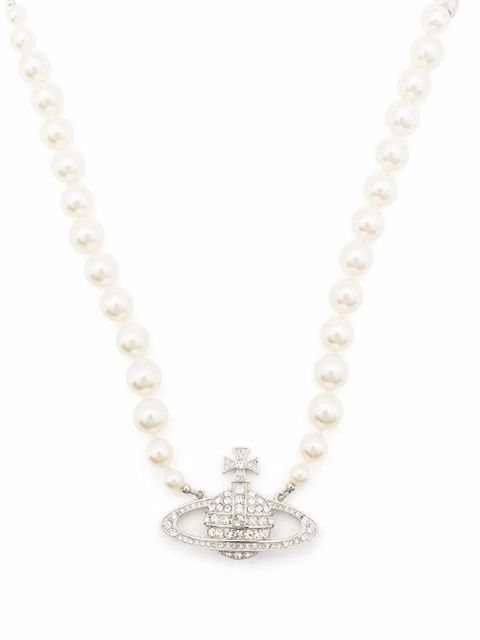 Vivienne Westwood Imogene crystal-orb pearl necklace - Silver - zdjęcie produktu nr 1