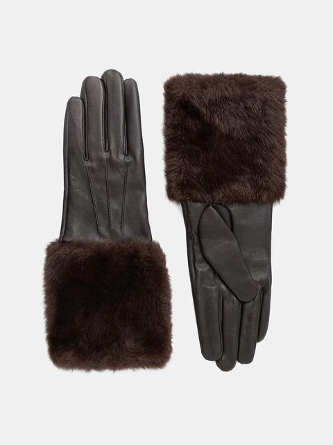 Answear.LAB rękawiczki skórzane damskie kolor brązowy - zdjęcie produktu nr 1