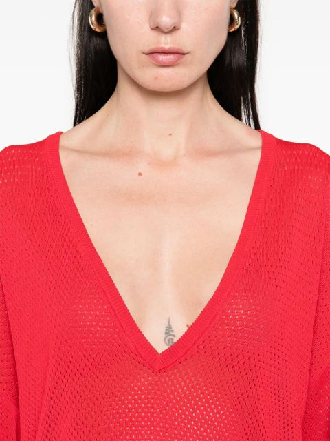 The Attico V-neck knotted mini dress - Red