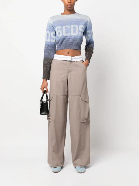 GCDS intarsia-knit logo cropped jumper - Blue - zdjęcie produktu nr 2