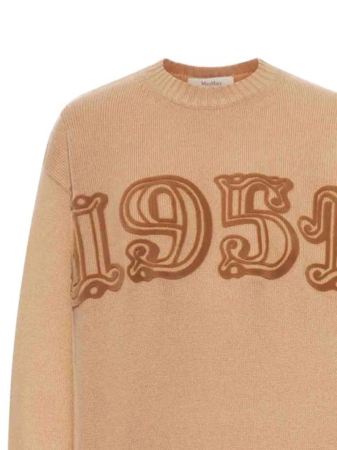 Max Mara number-embroidered crew-neck sweater - Neutrals - zdjęcie produktu nr 2