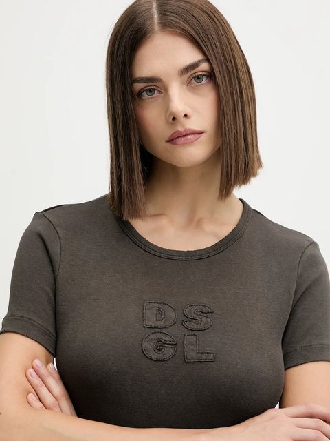 Desigual t-shirt PRAGA damski kolor szary 25WWTK46