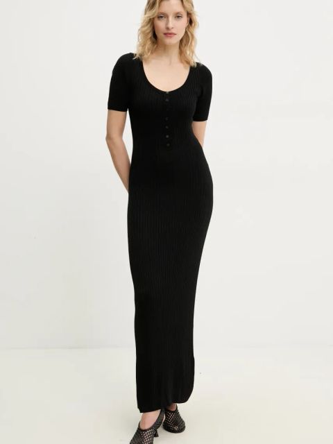 Herskind sukienka z domieszką jedwabiu Mira kolor czarny maxi dopasowana 5536106