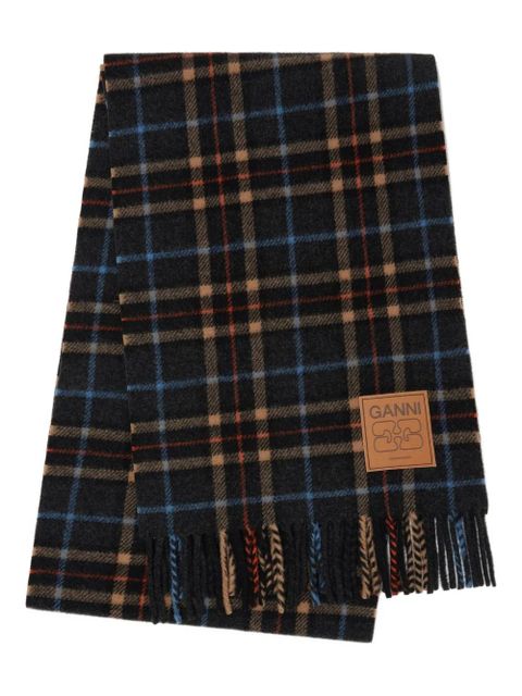 GANNI checked fringed scarf - Black - zdjęcie produktu nr 1