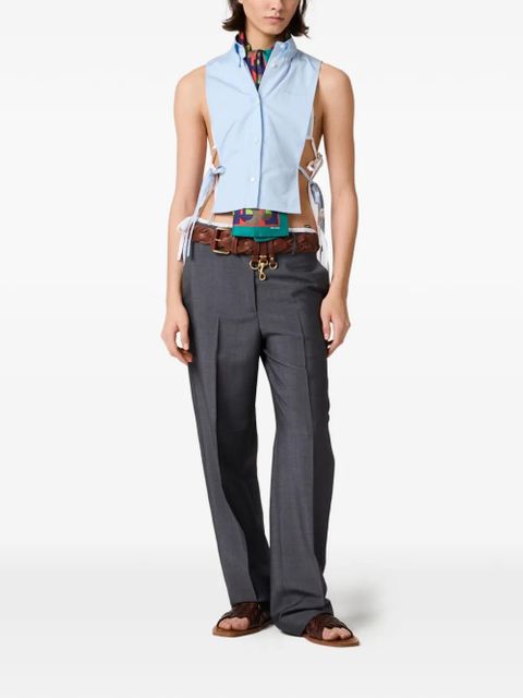 Miu Miu embroidered tie-side shirt - Blue - zdjęcie produktu nr 2