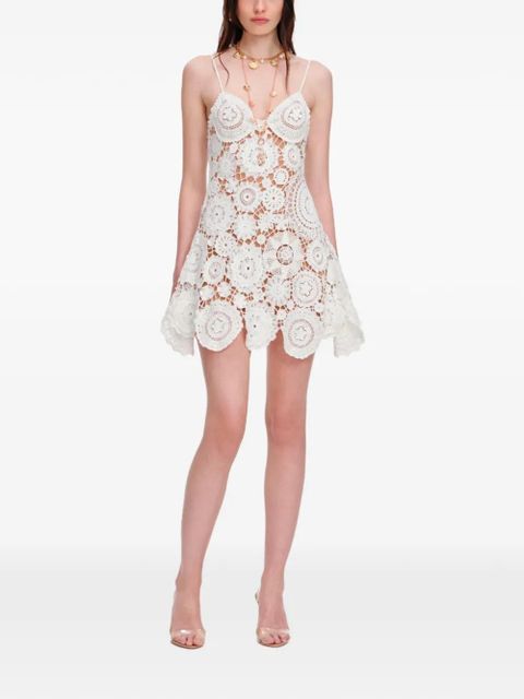 Self-Portrait crochet floral-patchwork mini dress - White - zdjęcie produktu nr 2