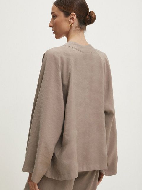 Answear Lab marynarka dwustronna kolor beżowy oversize gładka