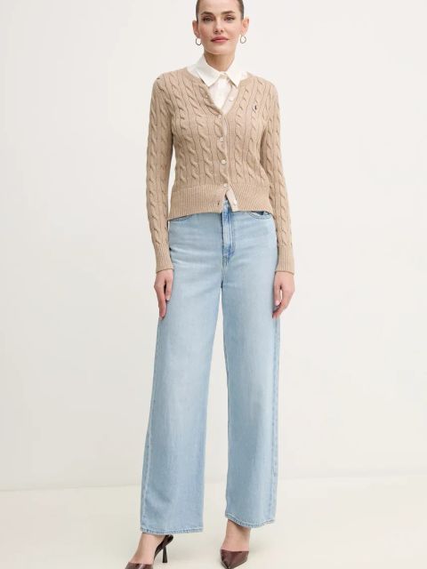 Calvin Klein koszula bawełniana damska kolor beżowy regular z kołnierzykiem klasycznym K20K208224