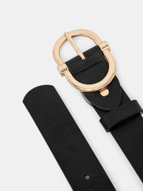 Answear.LAB pasek skórzany damski kolor czarny