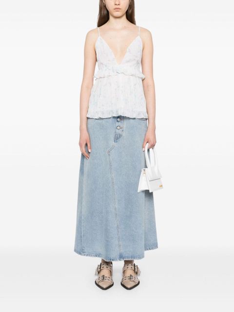 GANNI floral-print spaghetti strap top - White