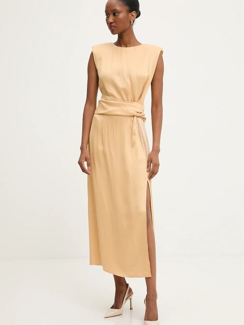 Answear.LAB sukienka kolor żółty midi rozkloszowana - zdjęcie produktu nr 2