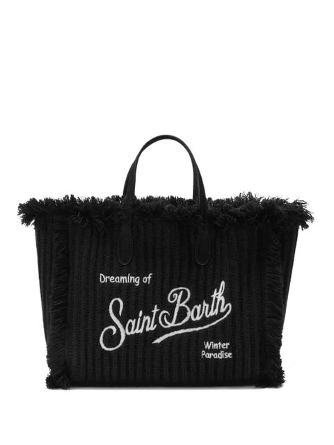 MC2 Saint Barth fringed embroidered-logo tote bag - Black