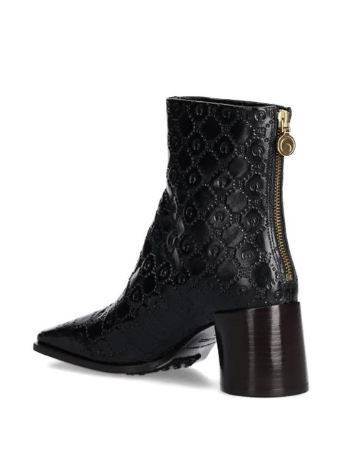 Marine Serre 70mm embossed ankle boots - Black