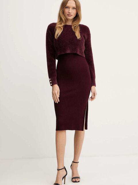 Morgan sukienka i sweter RMONA kolor bordowy RMONA - zdjęcie produktu nr 1
