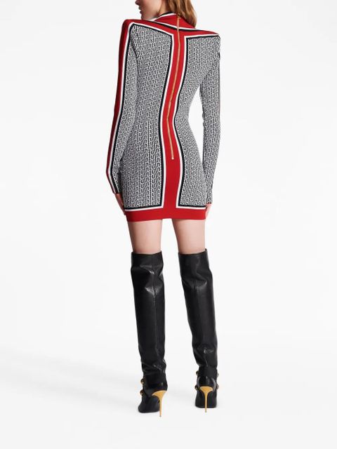 Balmain V-neck monogram knitted minidress - Black - zdjęcie produktu nr 1