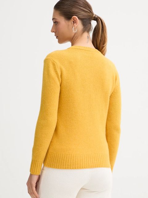 United Colors of Benetton sweter wełniany damski kolor żółty lekki